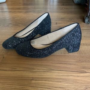 Short Black Glitter Heels
